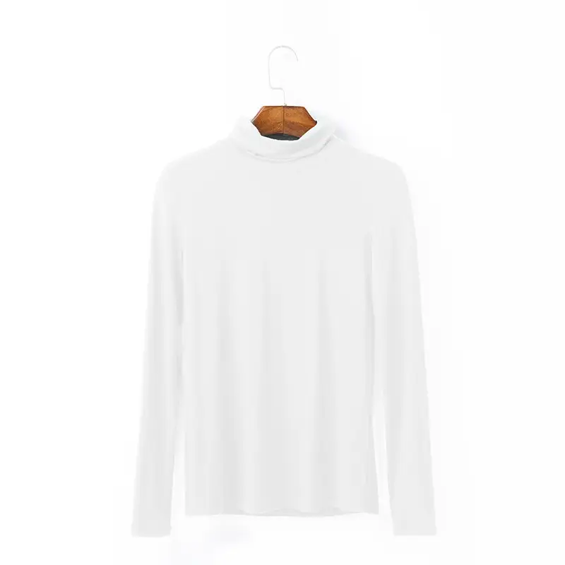 Women Long Sleeve Turtleneck T-Shirt Grey Modal - Image 7