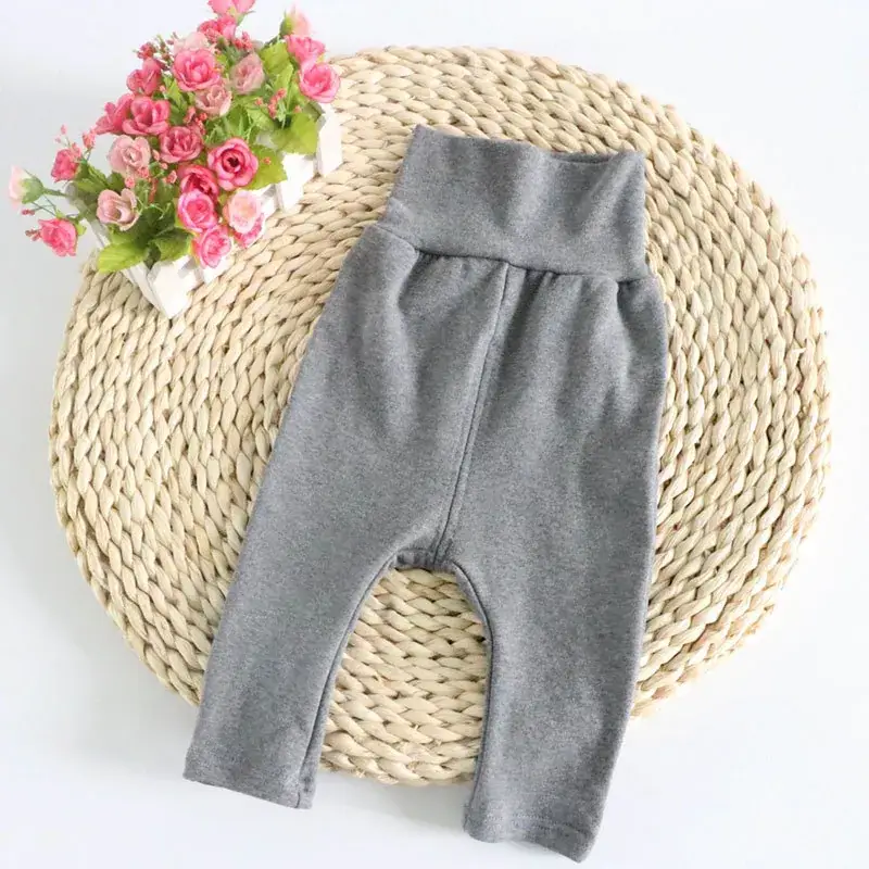 Kids Cotton Belly High Waist Pants White Pink Medium