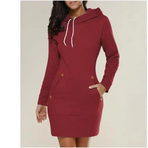 Green Hooded Zipper Dress for Women Medium - Image 8