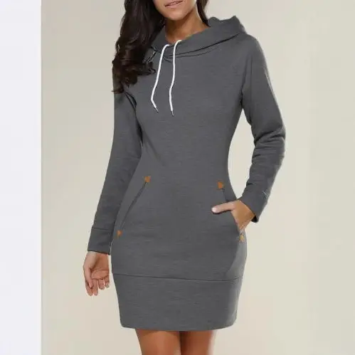 Green Hooded Zipper Dress for Women Medium - Image 9