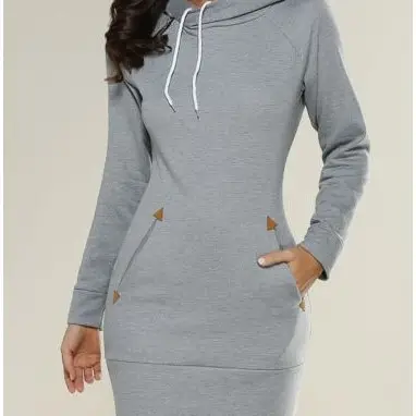 Green Hooded Zipper Dress for Women Medium - Image 10