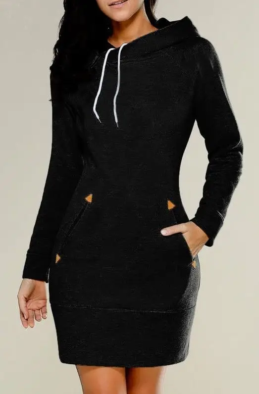 Green Hooded Zipper Dress for Women Medium - Image 3