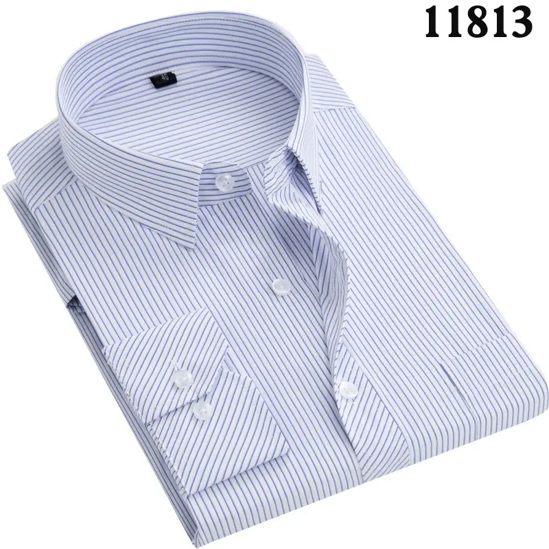 Men's Blue Striped Long Sleeve Shirt Large Plus Size - Image 8