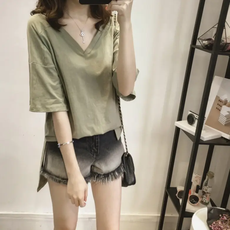 Women's 2025 Summer V-Neck Camisole T-Shirt Plus Size - Image 3