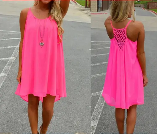 AliExpress Plus Size Women's Chiffon Strap Dress Backless Mesh — feature 3