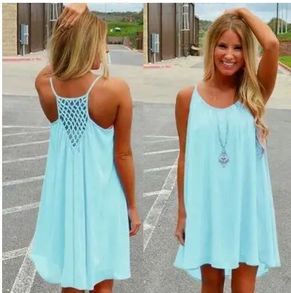 AliExpress Plus Size Women's Chiffon Strap Dress Backless Mesh - Image 3