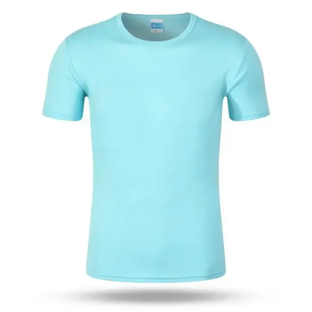 Men Navy Blue T-Shirt Quick-Drying Short Sleeve - Image 9