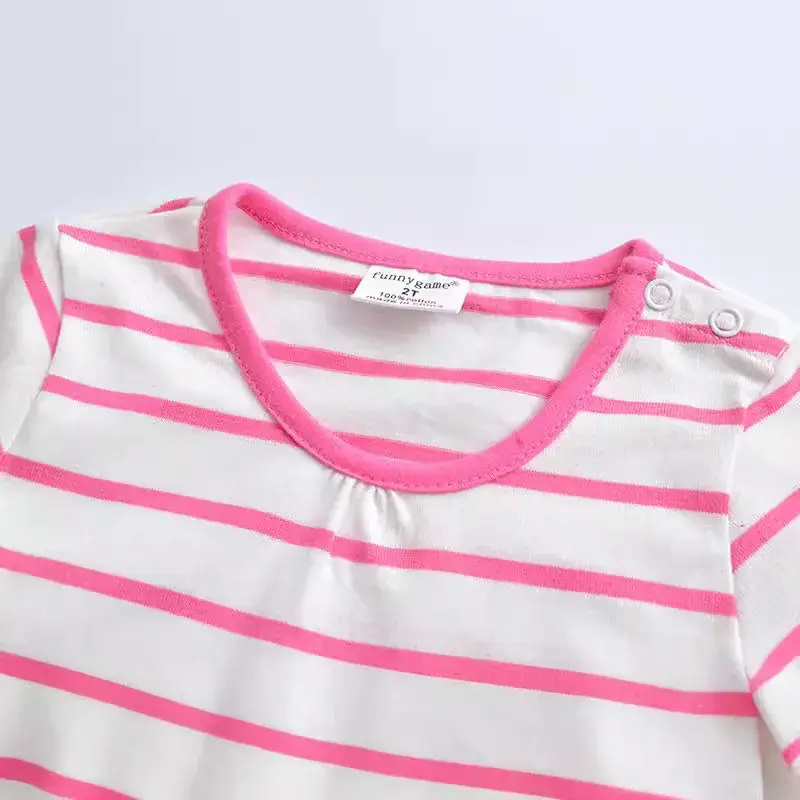 Girls Striped Owl T-Shirt Pink White Long Sleeve - Image 4