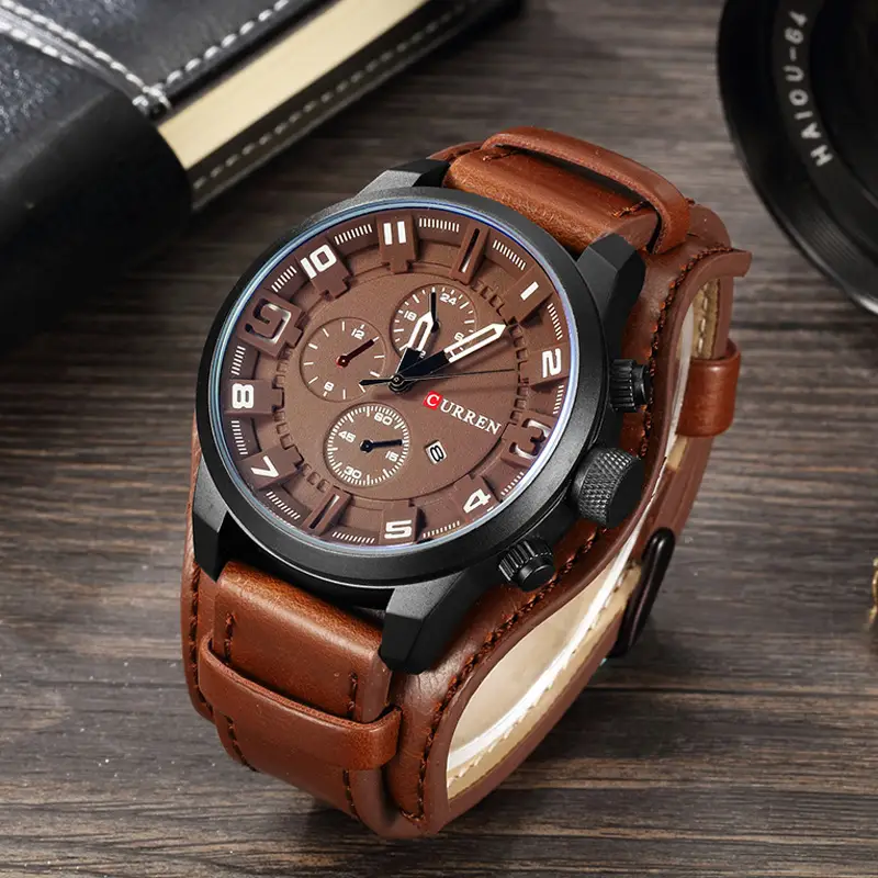 CURREN Karin 8225 Men's Fashion Distinctive Quartz Watch Calendar Belt Strap Large Dial Watch