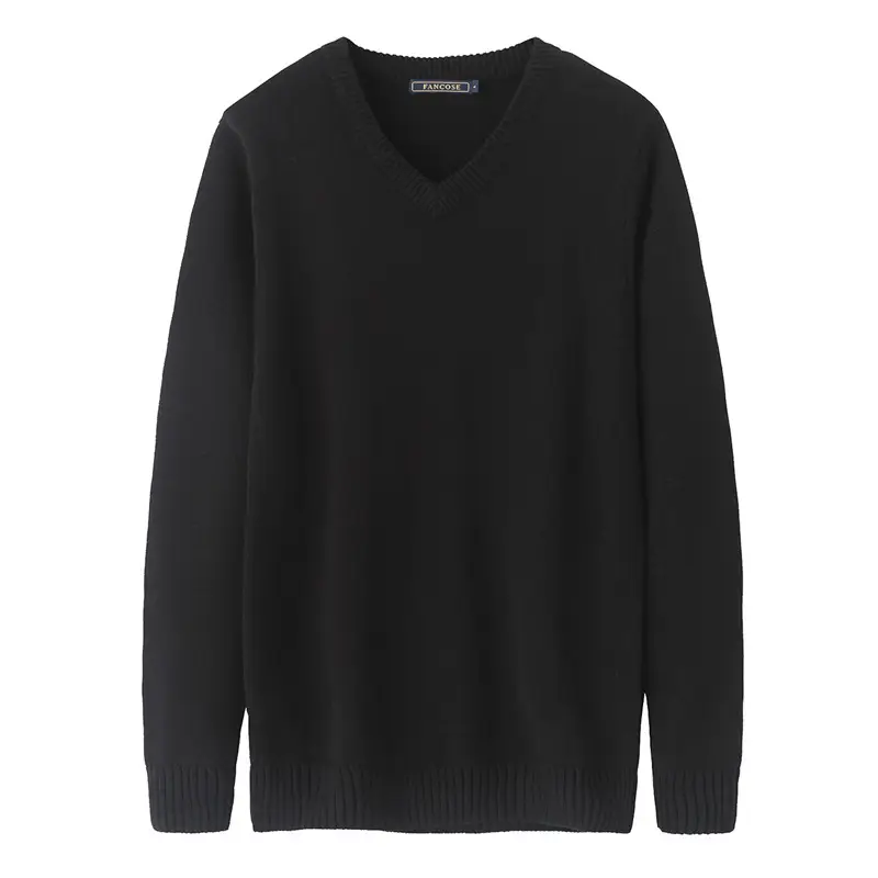 Men's Grey Knit V-neck Sweater Winter Casual Slim Fit - Image 12