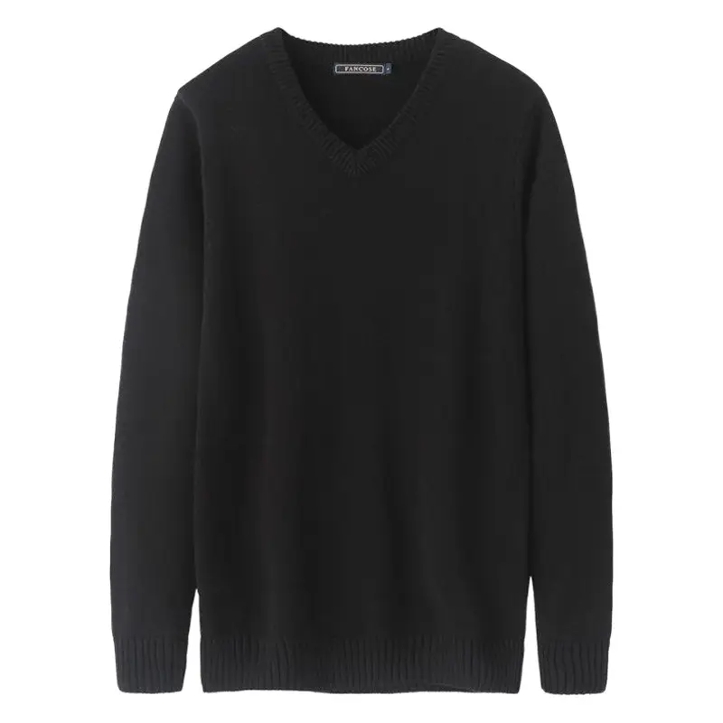 Men's Grey Knit V-neck Sweater Winter Casual Slim Fit