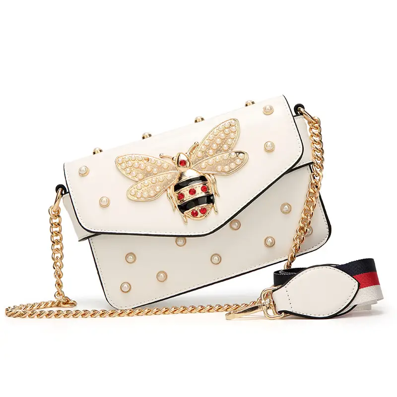 White Pearl Bee Shoulder Bag for Women