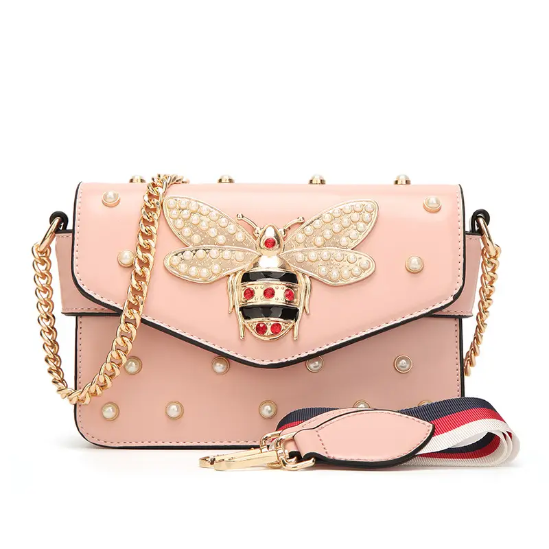 White Pearl Bee Shoulder Bag for Women