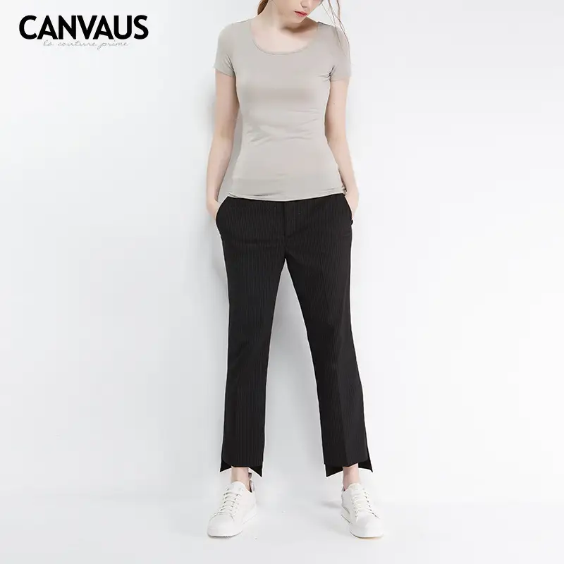 Women White V-Neck Short Sleeve T-Shirt Modal - Image 20
