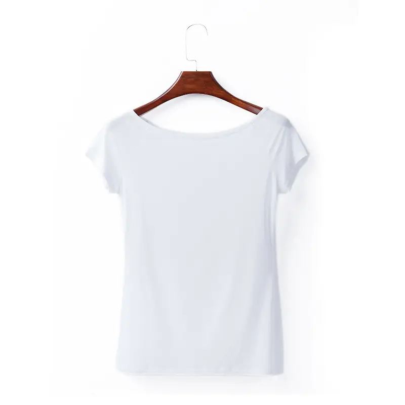 Women White V-Neck Short Sleeve T-Shirt Modal - Image 10