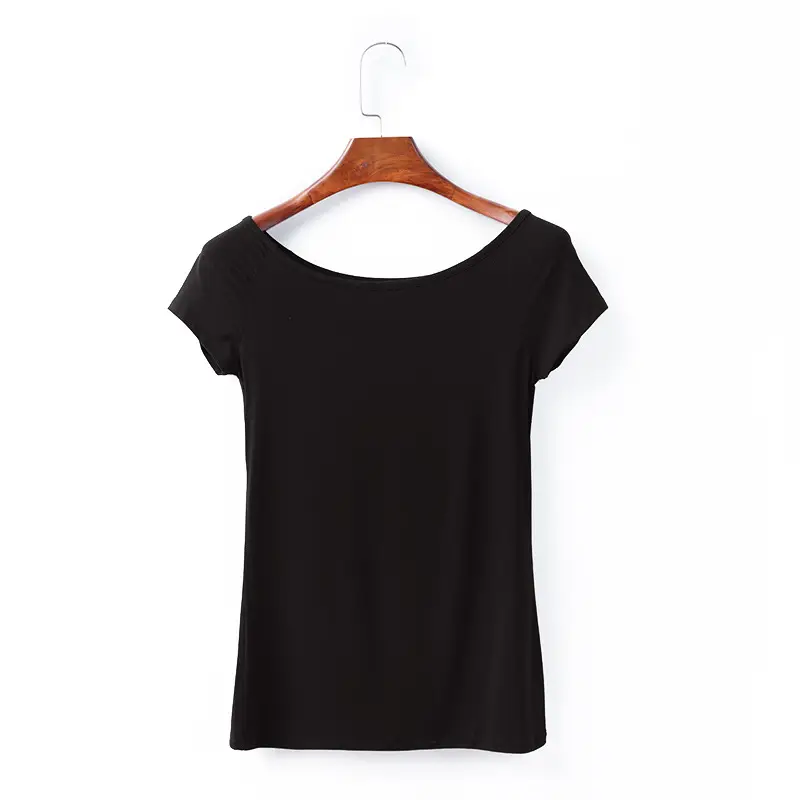 Women White V-Neck Short Sleeve T-Shirt Modal - Image 11