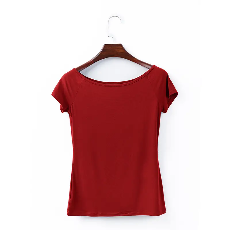 Women White V-Neck Short Sleeve T-Shirt Modal - Image 12