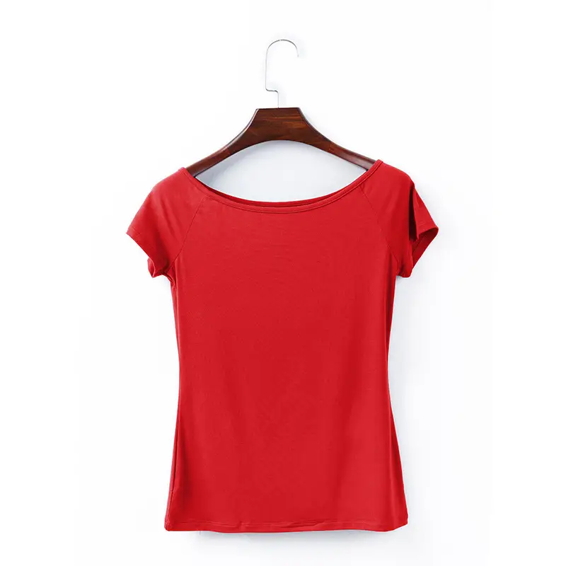 Women White V-Neck Short Sleeve T-Shirt Modal - Image 13