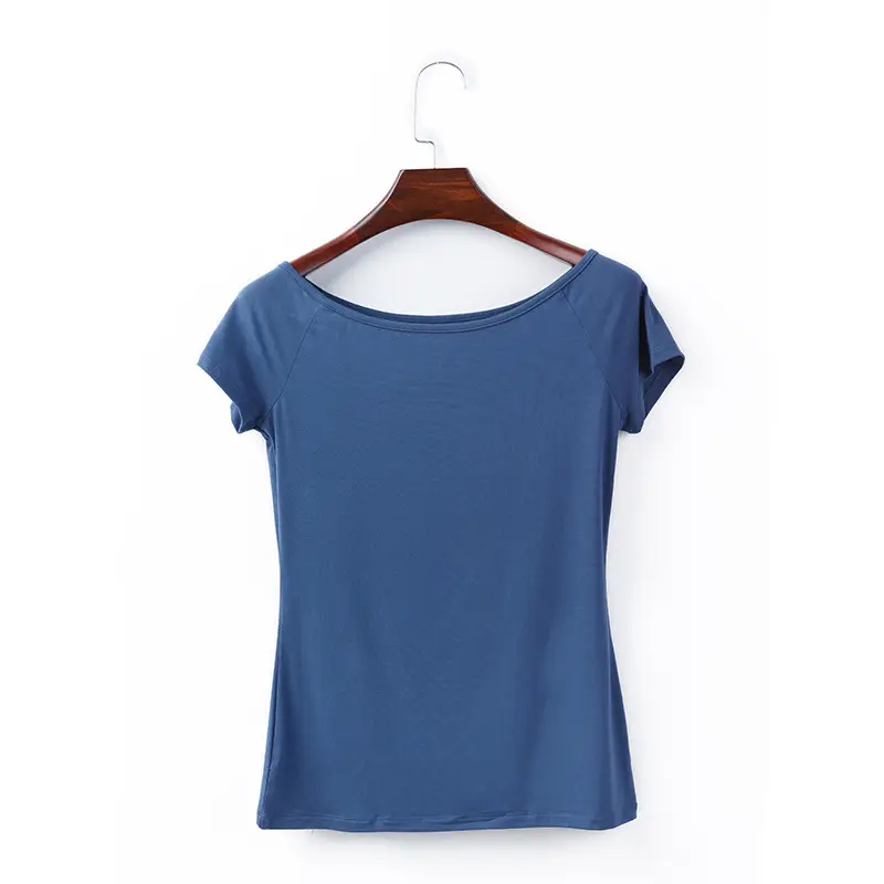 Women White V-Neck Short Sleeve T-Shirt Modal - Image 14