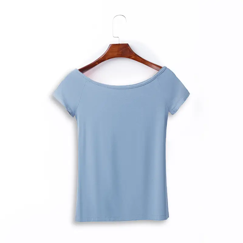 Women White V-Neck Short Sleeve T-Shirt Modal - Image 16