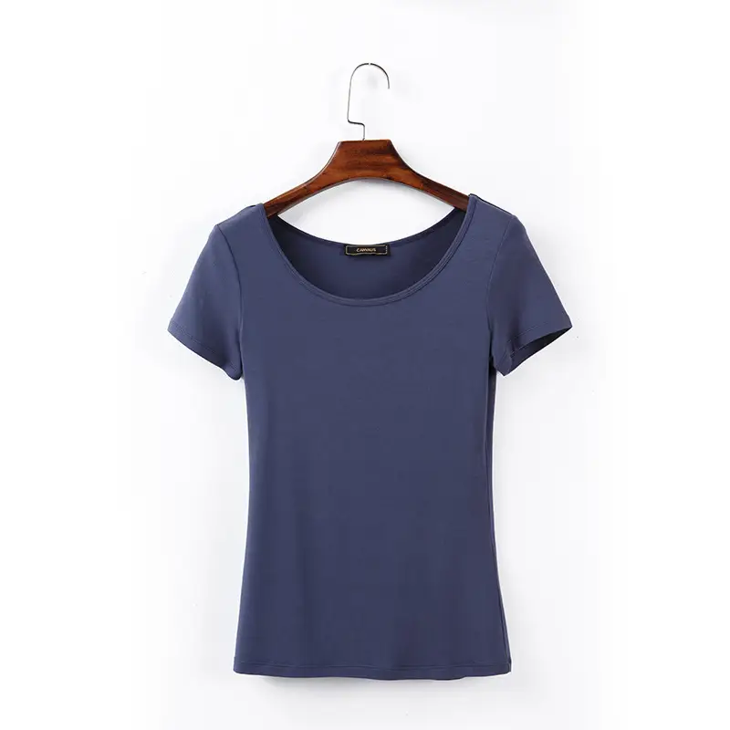 Women White V-Neck Short Sleeve T-Shirt Modal - Image 3