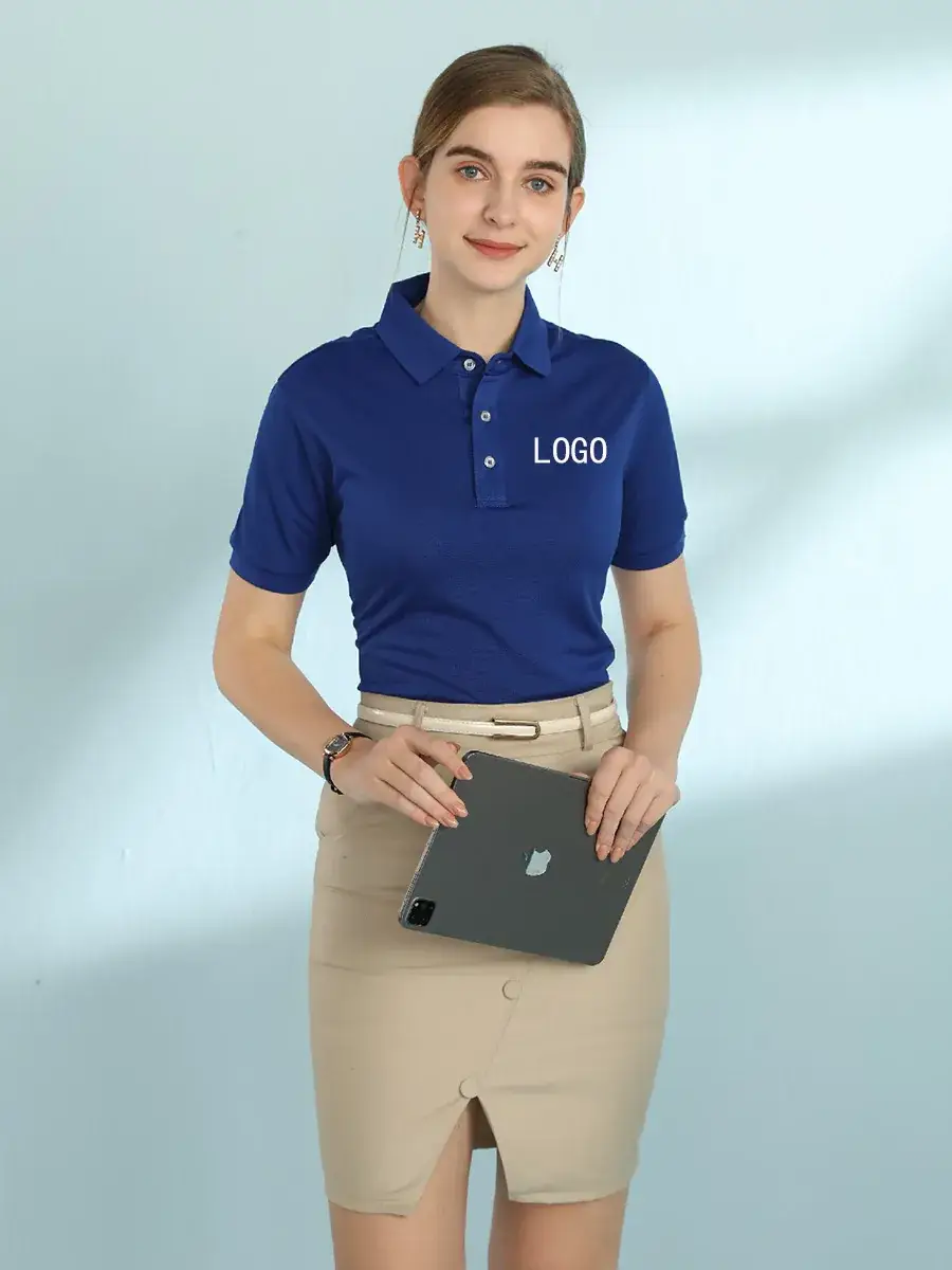 Men Navy Polo Shirt with Ice Silk Fiber