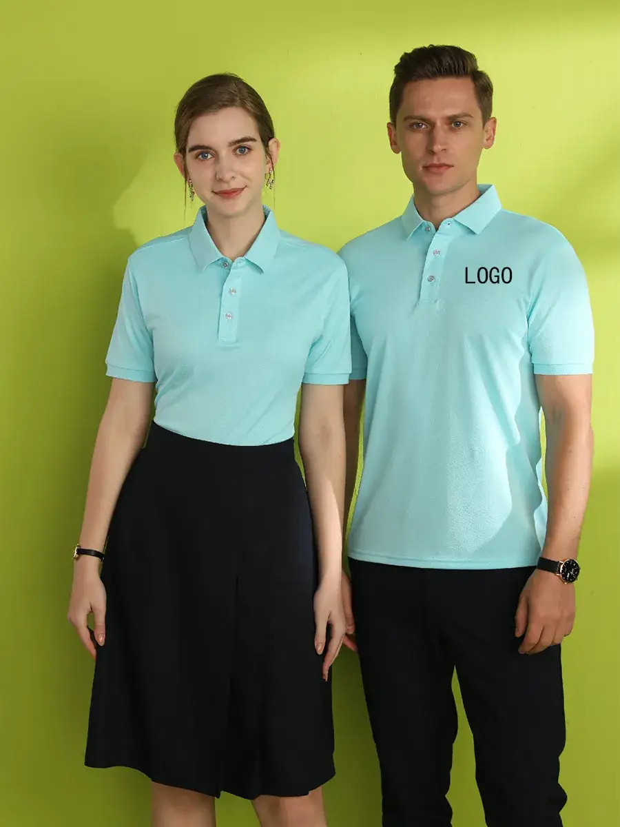 Men Navy Polo Shirt with Ice Silk Fiber