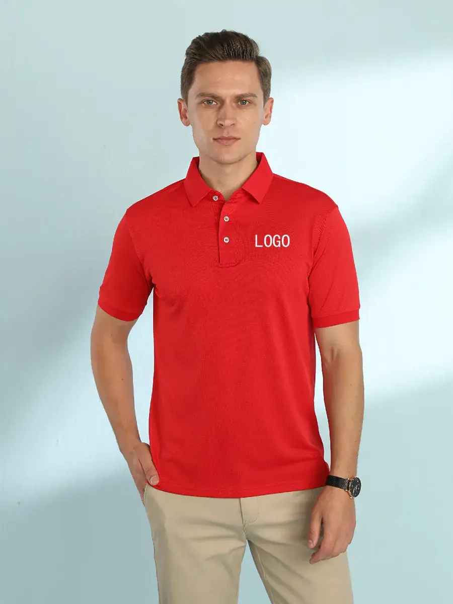 Men Navy Polo Shirt with Ice Silk Fiber