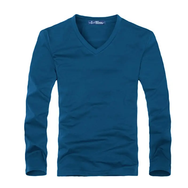 Bimeng V-neck Long Sleeve T-Shirt Blue Large - Image 3