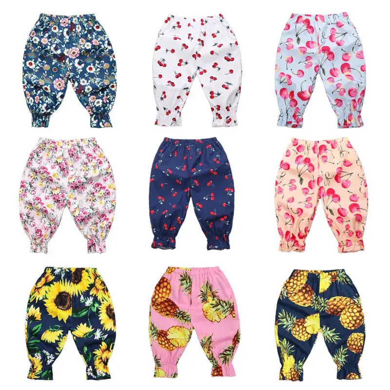 2024 Kids Anti-Mosquito Cropped Pants Floral Pink