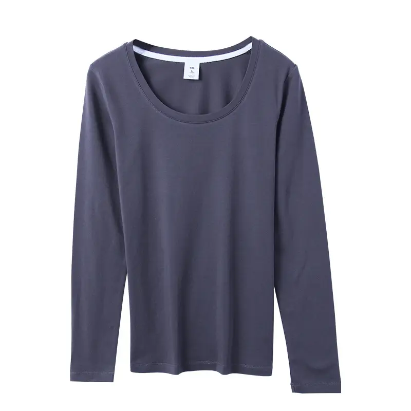 Women Grey Long Sleeve Round Neck Shirt 2021