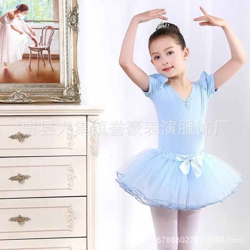 Girls Ballet Skirt Light Blue Short Sleeve - Image 6