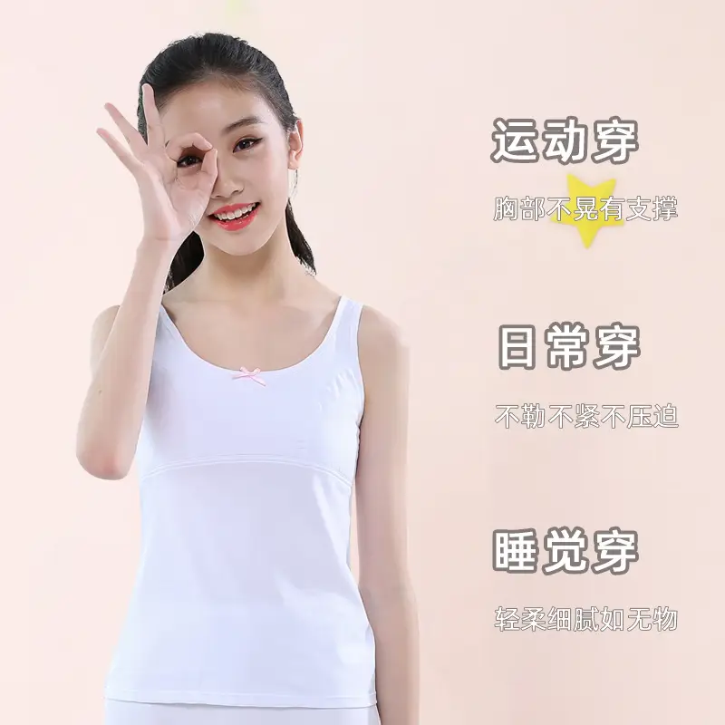 Girls Cotton Anti-Bump Vest Red White - Image 8