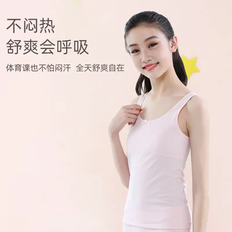 Girls Cotton Anti-Bump Vest Red White - Image 9