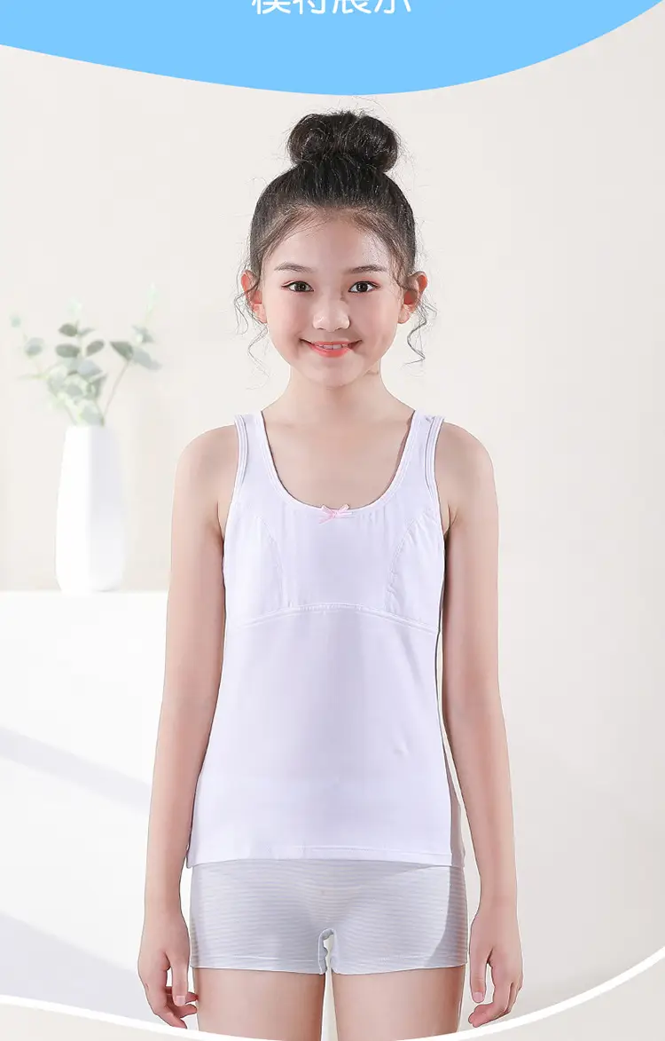 Girls Cotton Anti-Bump Vest Red White — feature 13