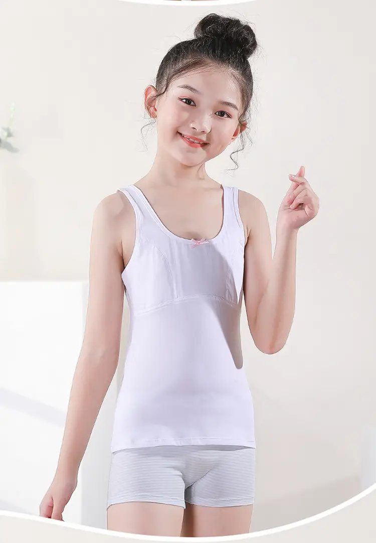 Girls Cotton Anti-Bump Vest Red White — feature 14