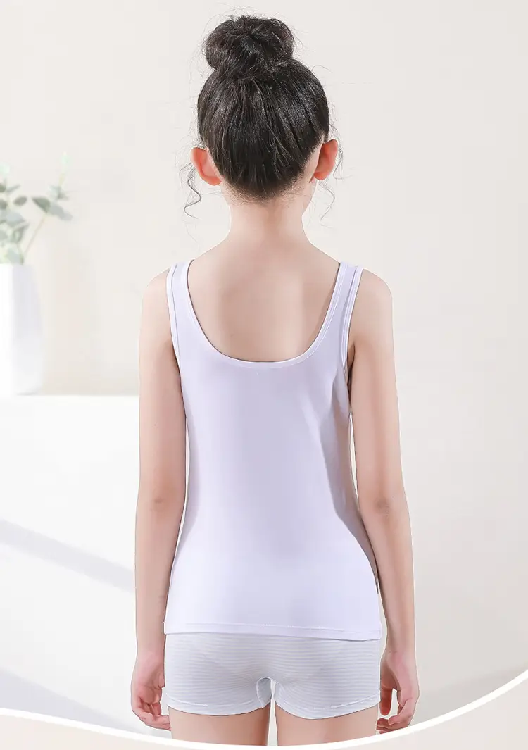 Girls Cotton Anti-Bump Vest Red White — feature 15