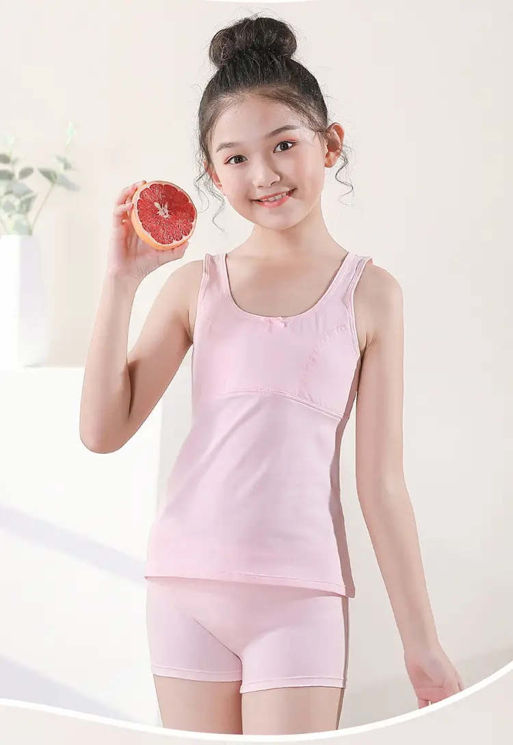 Girls Cotton Anti-Bump Vest Red White — feature 16