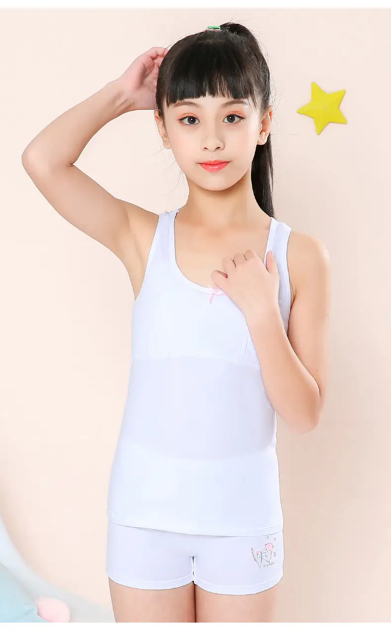 Girls Cotton Anti-Bump Vest Red White — feature 22