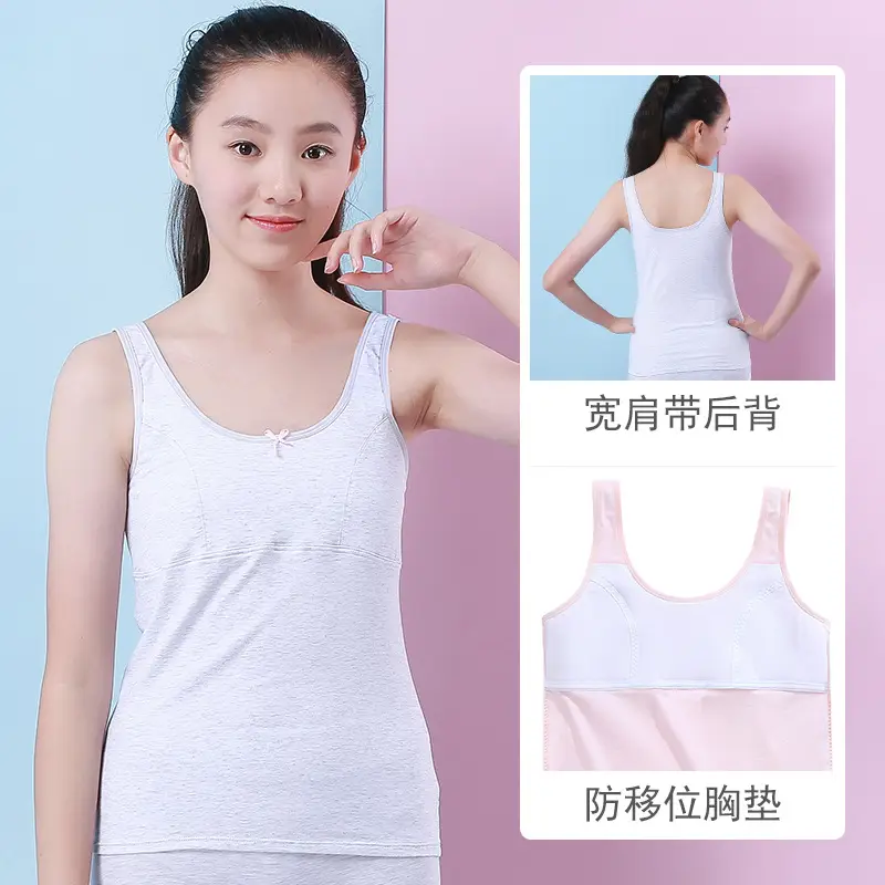 Girls Cotton Anti-Bump Vest Red White - Image 3