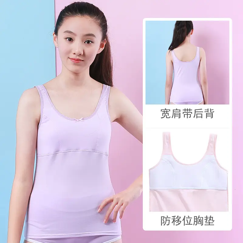 Girls Cotton Anti-Bump Vest Red White - Image 5