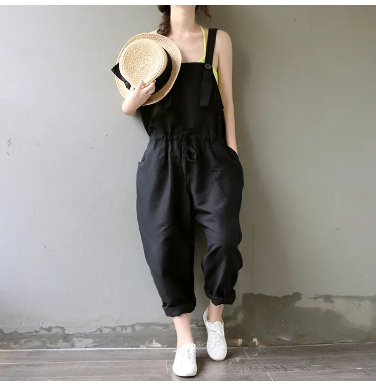 2017 Spring Overalls Navy Blue Plus Size Loose Fit — feature 10