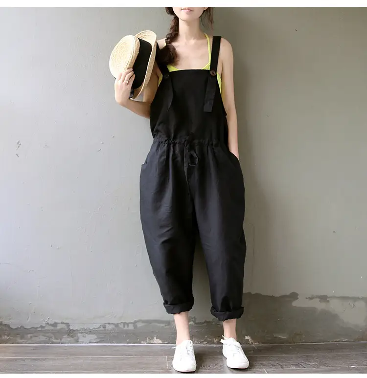 2017 Spring Overalls Navy Blue Plus Size Loose Fit — feature 11