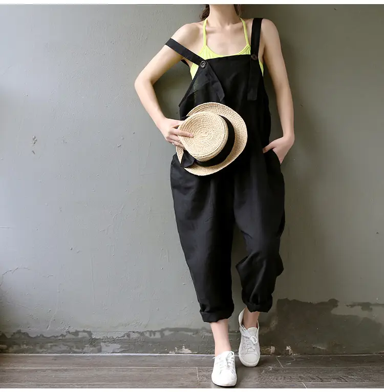 2017 Spring Overalls Navy Blue Plus Size Loose Fit — feature 12