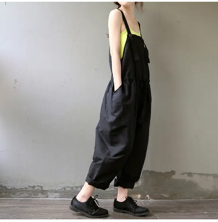 2017 Spring Overalls Navy Blue Plus Size Loose Fit — feature 13