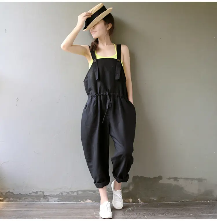 2017 Spring Overalls Navy Blue Plus Size Loose Fit — feature 14