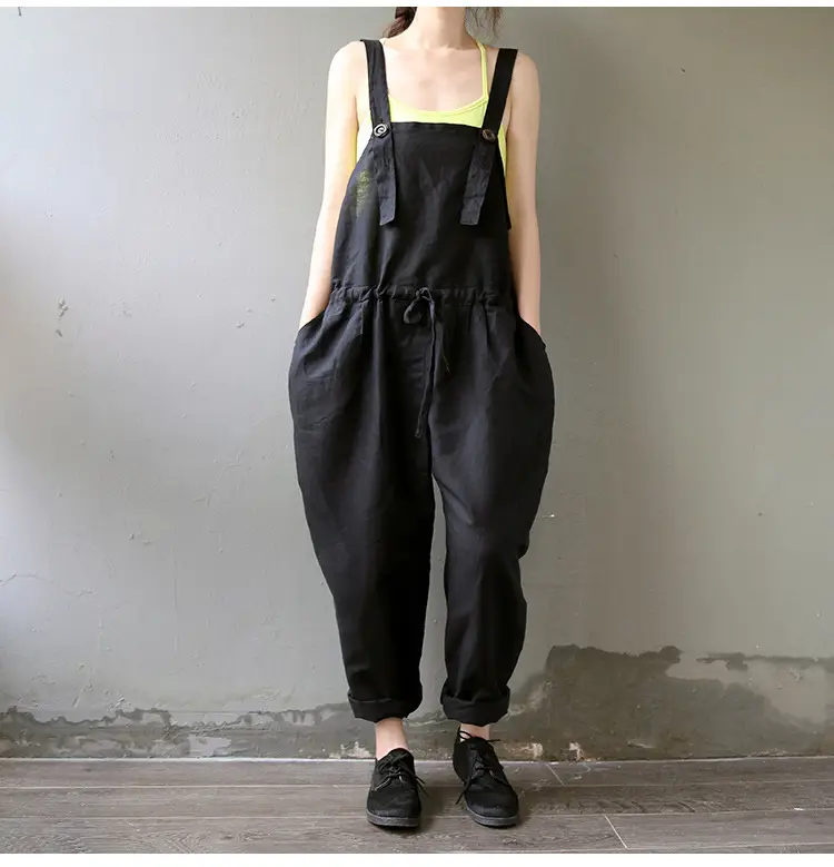 2017 Spring Overalls Navy Blue Plus Size Loose Fit — feature 15