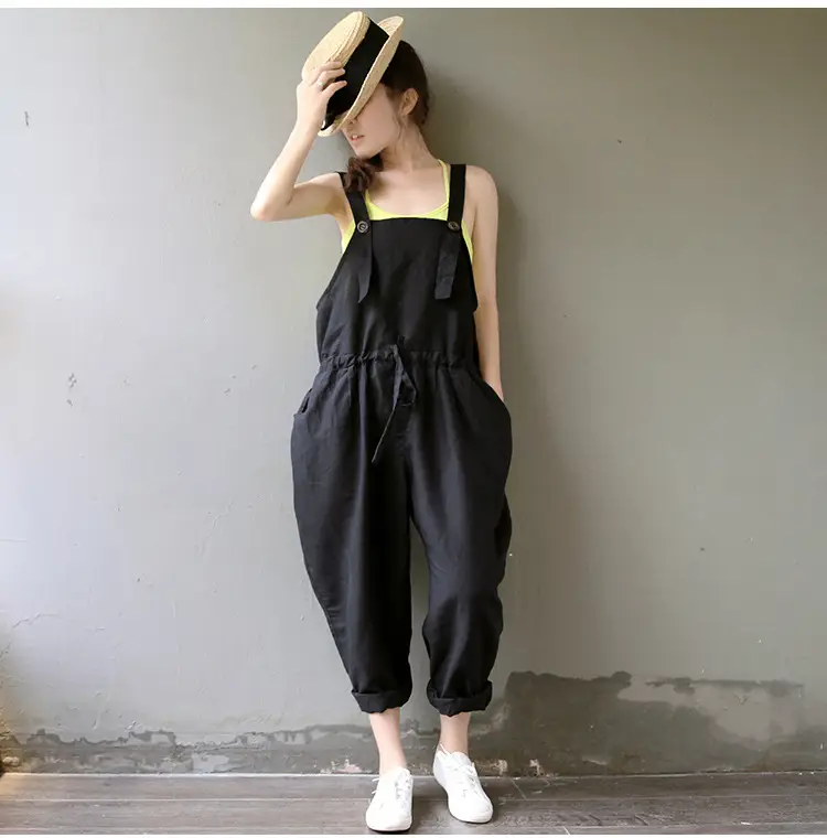 2017 Spring Overalls Navy Blue Plus Size Loose Fit — feature 16