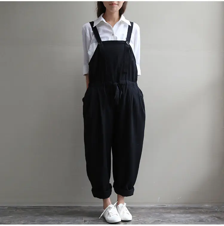 2017 Spring Overalls Navy Blue Plus Size Loose Fit — feature 17