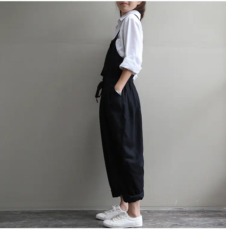 2017 Spring Overalls Navy Blue Plus Size Loose Fit — feature 18